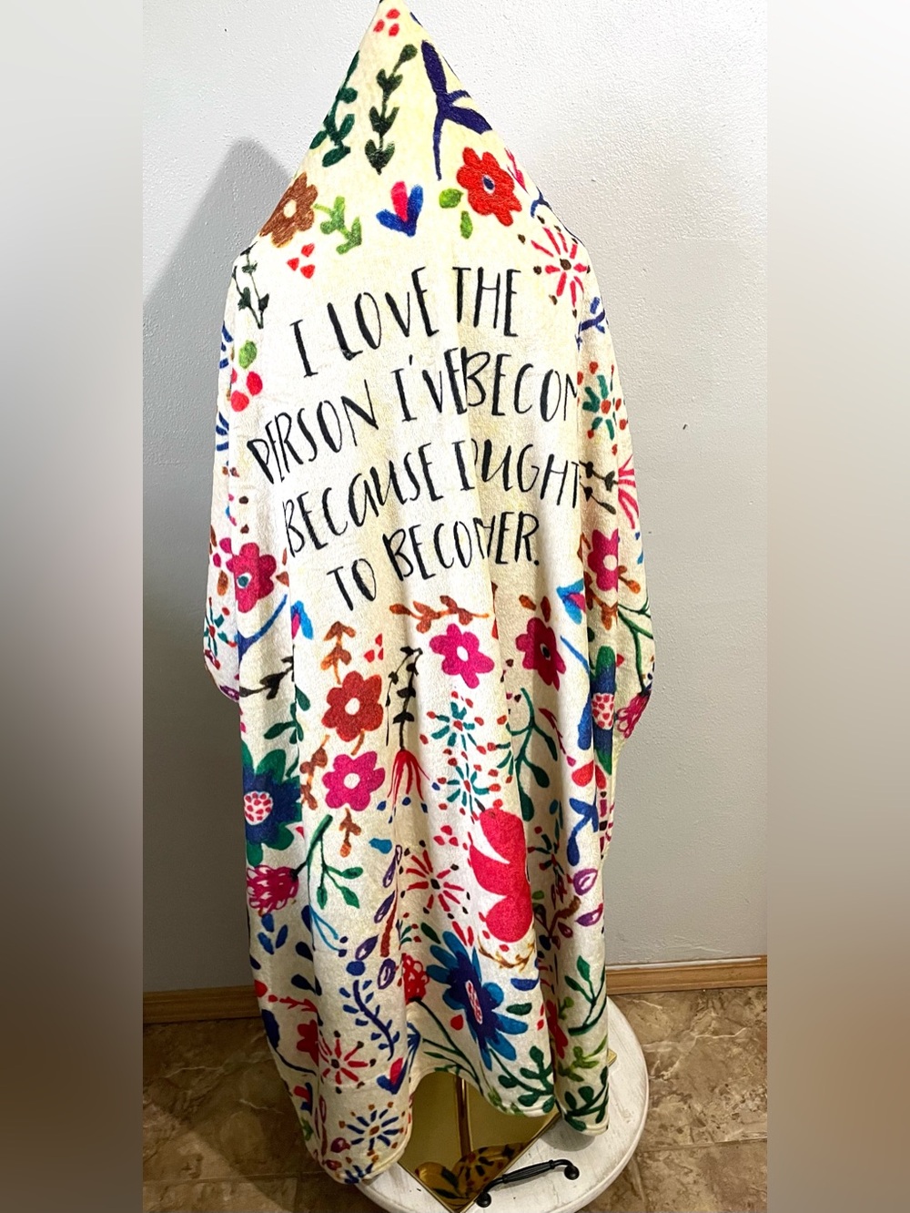 Natural Life Floral Bird Throw Blanket Inspirational Quote Boho Cottagecore Cozy